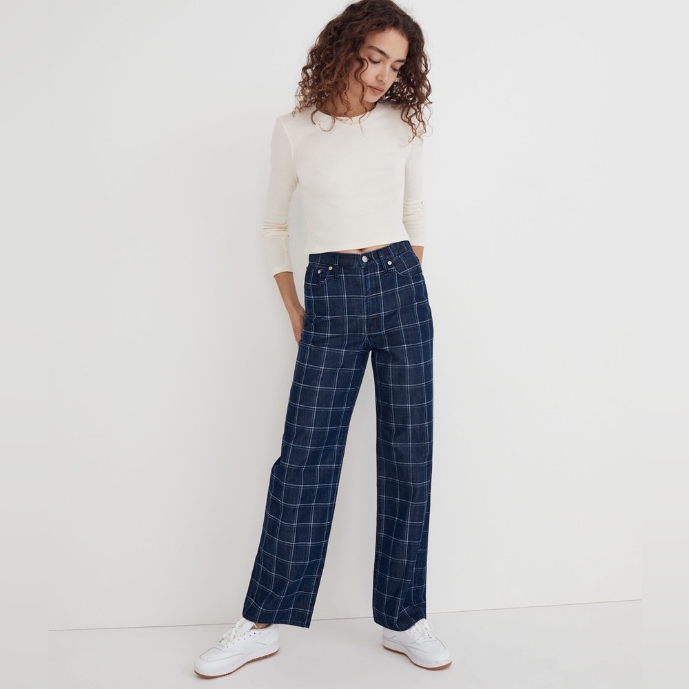 Madewell The Perfect Vintage Wide-Leg Jeans in Windowpane Size 29